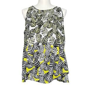 Jessica Rose Women’s Sleeveless Blouse Tank Yellow Black White Size Medium